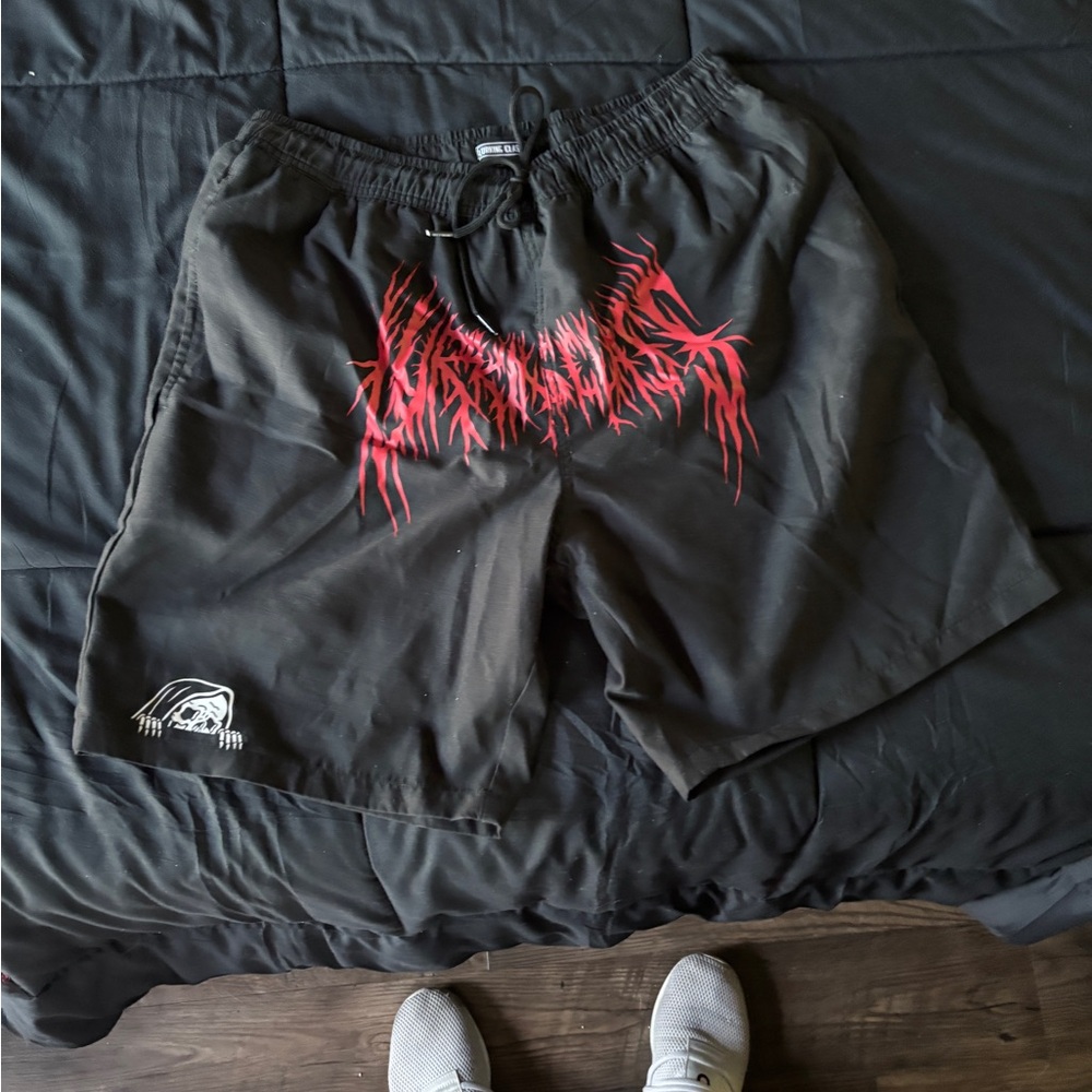Lurking class Black Graphic Men's Hybrid Shorts